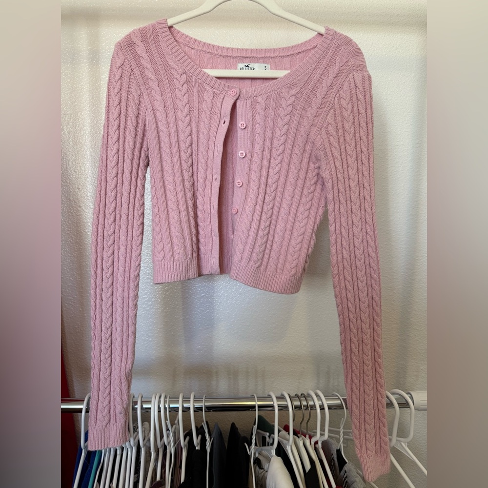 Hollister Light Pink Cable Knit Cardigan